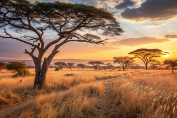 African Savannah Sunset Landscape