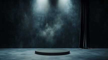 Dark Stage Podium: 3D Render of an Illuminated Platform AI Generated