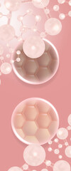 Hyaluronic acid before and after hair and skin solutions ad. pink collagen serum drop into skin cells with cosmetic advertising background ready to use, illustration vector.