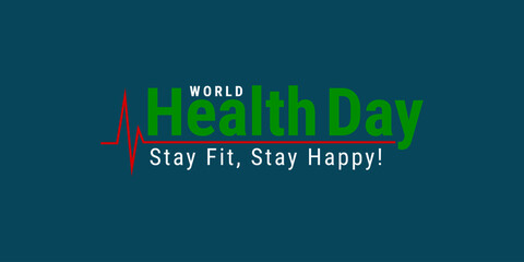 World Health Day creative logo design thematic Banner poster backdrop flyer template illustration, Stay Healthy, My health my right, World Health Day, Global health care concept