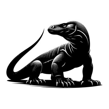 black komodo dragon standing pose clip art preview