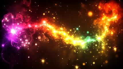 Obraz premium Vibrant rainbow energy trail with sparkles.