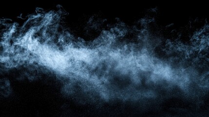 Fototapeta premium Ethereal Blue Smoke Clouds on Black Background for Creative Use