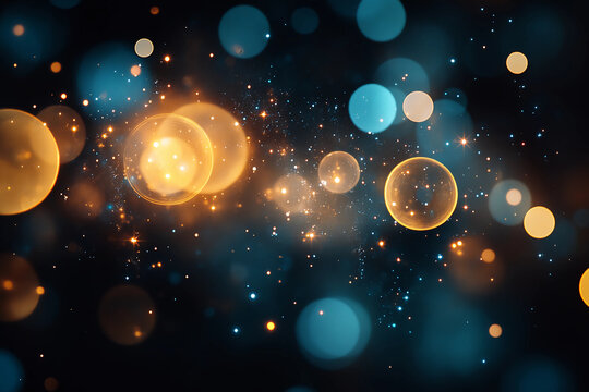 High-tech data visualization with a scatter plot of floating transparent circles, illuminated by faint light, showcasing clusters and patterns on a dark grid