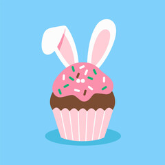 Springtime Cupcake Featuring Fluffy Bunny Ears