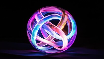 Colorful glowing sphere in dark