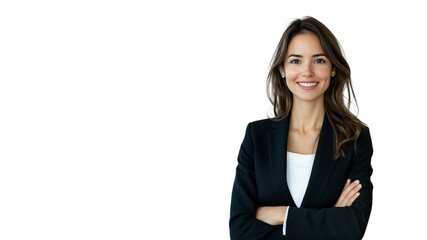 Obraz premium Business people stand together,smiling and confident,business concept,copy space,white banner.