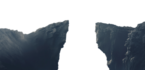 Two cliffs isolated on a transparent background