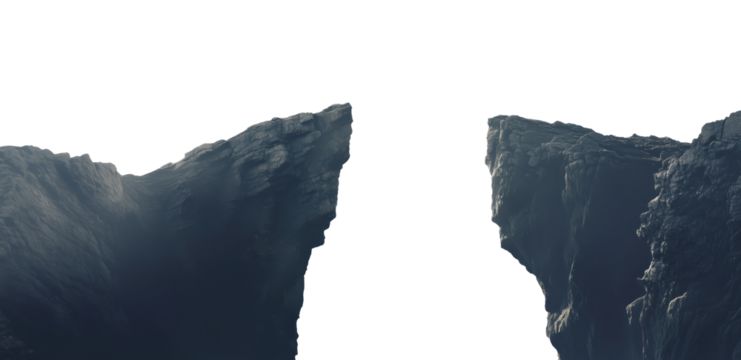 Two cliffs isolated on a transparent background
