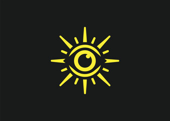 Eye and the Sun Logo – A symbolic fusion of an eye and the sun, representing awareness, enlightenment, and vision.
