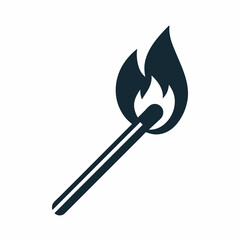 Clean and Simple Matchstick with Flame vector icon.