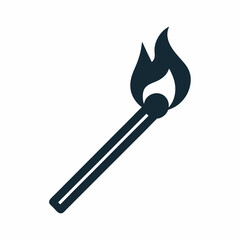 Clean and Simple Matchstick with Flame vector icon.