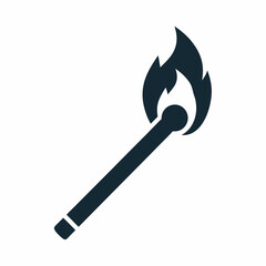 Clean and Simple Matchstick with Flame vector icon.