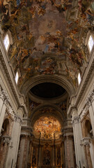 Fototapeta premium Architecture and painted art on the ceiling at Church of Sant'Ignazio di Loyola in Rome, Italy.