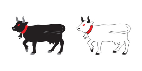 Cow Icons, Ideal for Agriculture and Farm Themes - Flat Vector Illustration