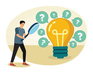 Problem Solving Process. Businessman Search Creative Idea.