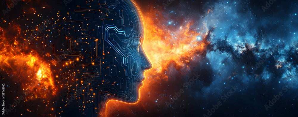 Wall mural a digital artwork combining elements of artificial intelligence .
