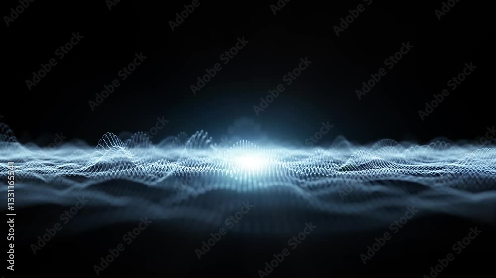 Canvas Prints loop digital dotted waves landscape with flickering light animation.