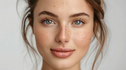 Fototapeta premium Portrait of a Smiling Woman with Freckles