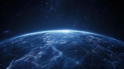 Obraz premium Stunning Night View of Earth from Space Showing City Lights and Starry Atmosphere