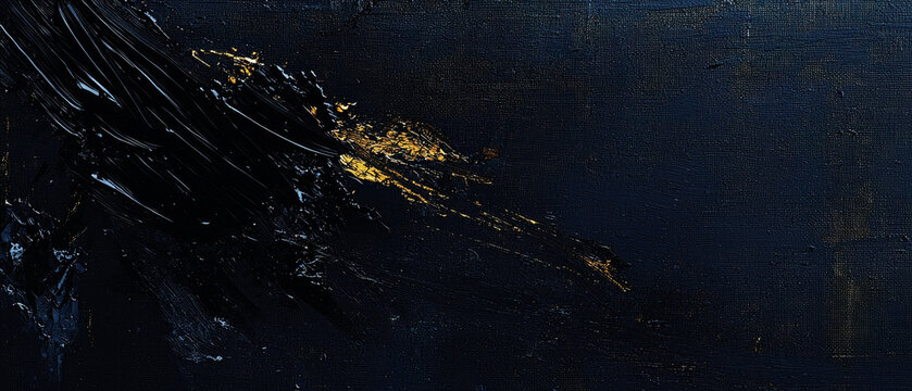 Abstract dark blue and gold paint strokes