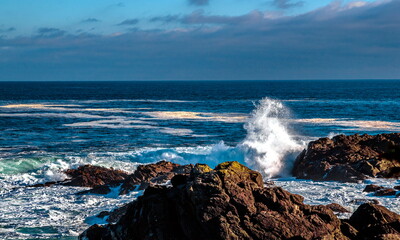 West coast Vancouver Island near Ucluelet, British Columbia Canada Clouds, Rugged shoreline at wild pacific trail in Ucluelet