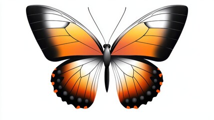 A simple yet elegant butterfly clipart with bold outlines and bright, contrasting colors like orange, black, and white, ideal for nature or spring themes.