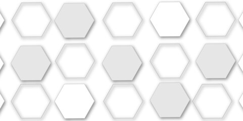 Fototapeta premium Abstract geometric technology 3d white bright hexagon polygonal honeycomb luxury pattern vector background.