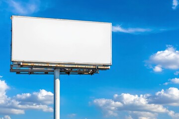 Obraz premium Blank Billboard Against Blue Sky with Clouds - Outdoor Advertising Space