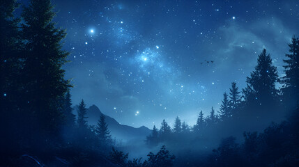 Naklejka premium A Starry Night Sky With A Visible Milky Way Leaving Copy Space