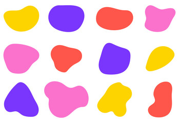 set of colorful abstract blob shape transparent 