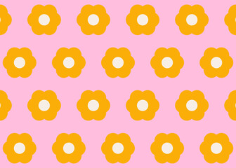 seamless yellow orange flower pattern, soft light pink background poster header cover wallpaper banner backdrop 