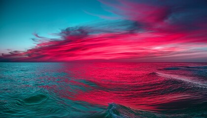 vivid crimson and ethereal turquoise blend seamlessly capturing the essence of a mystical realm where reality bends generative ai