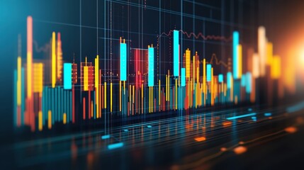 Abstract Financial Data Visualization on Laptop Screen