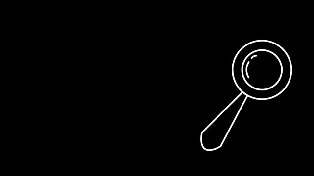 Animated search icon, magnifying glass moving on a digital grid finding match 4K. Digital deep search hologram for cryptographic mining. Search engine optimization advertisement concept. Lens moving.

