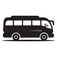 Black Bus Silhouette Icon – Side View Public Transport Symbol