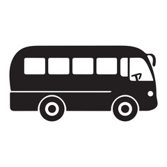 Black Bus Silhouette Icon – Side View Public Transport Symbol