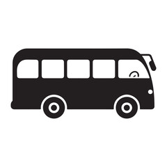 Black Bus Silhouette Icon – Side View Public Transport Symbol