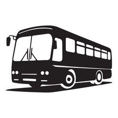 Black Bus Silhouette Icon – Side View Public Transport Symbol