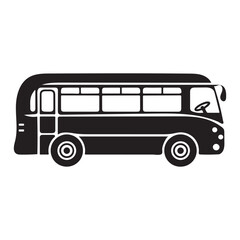 Black Bus Silhouette Icon – Side View Public Transport Symbol