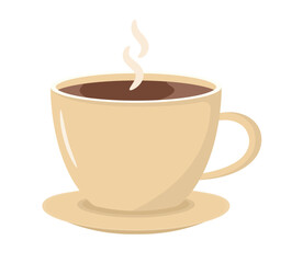 Hot coffee cup with rising steam, vector eps10 illustration