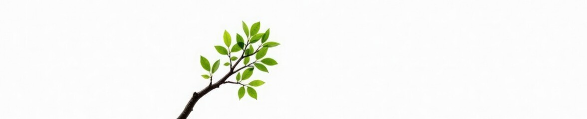 Single isolated tree branch on white background, tree branch, minimalist, calm