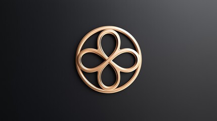 Obraz premium Elegant circular design featuring interlocking loops minimalist style dark background
