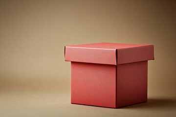 Simple Red Box on a Neutral Background for Gift or Packaging Need