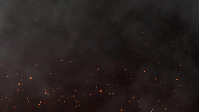 Glowing Red Sparks and Billowing Smoke in a Fiery Abstract Background with Swirling Motion and Pulsating Heat Effects