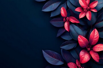 Vibrant Red and Purple Leaves on Dark Background for Design Elements