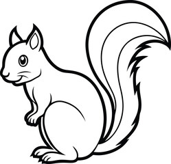 Cute Squirrel Line Art - Forest Animal Illustration for Autumn Designs
