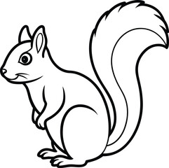 Cute Squirrel Line Art Vector - Woodland Animal Illustration for Autumn and Fall Themes