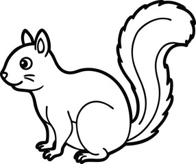Cute Squirrel Outline Vector - Hand-Drawn Woodland Animal for Autumn and Fall Designs