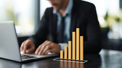 Analyzing business growth trends data visualization office digital professional environment